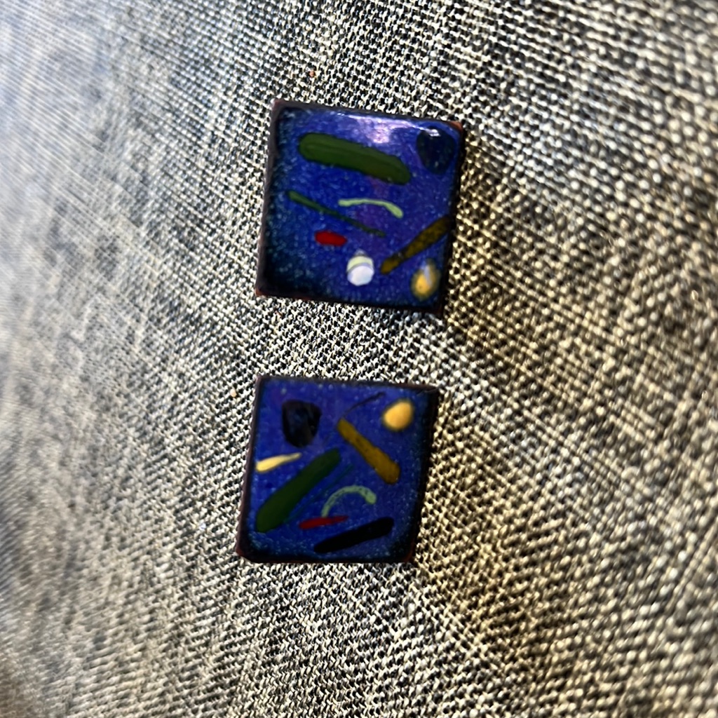 Free Form Enamel Earrings-Not Pierced